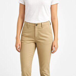 Dickies Womens 9/29 Beige Slim Fit Stretch Chino Pants Casual Khaki Workwear